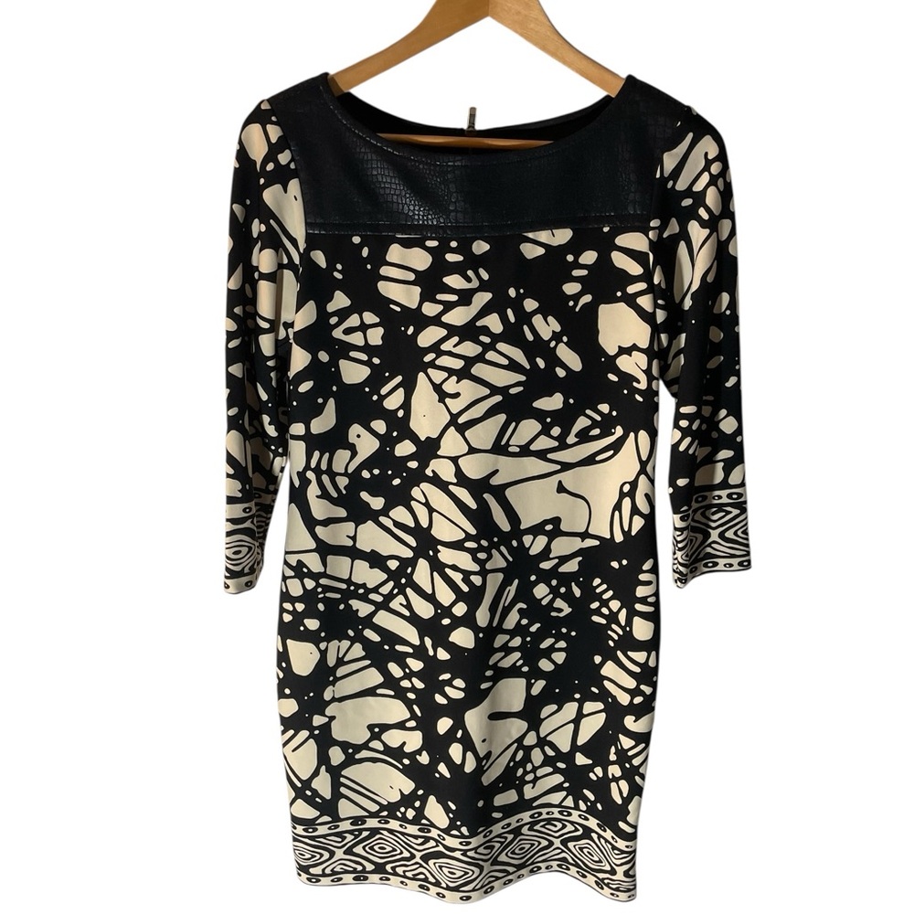 X5- black tan pattern dress animal print leather on top Muse 6 small sm s